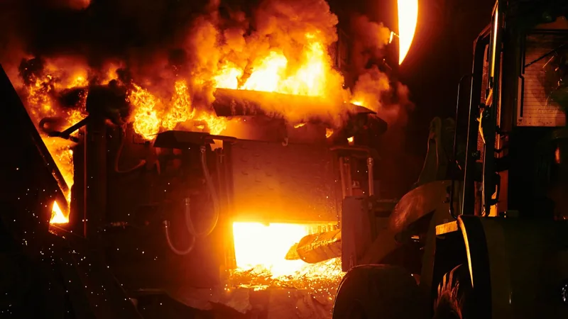 G.A. Rittenhouse furnace being charged with scrap metal
