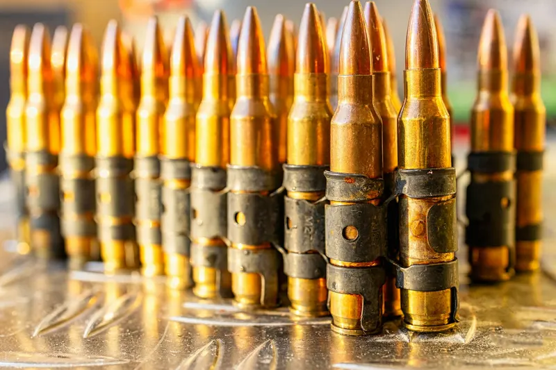 Rifle rounds standing in rows